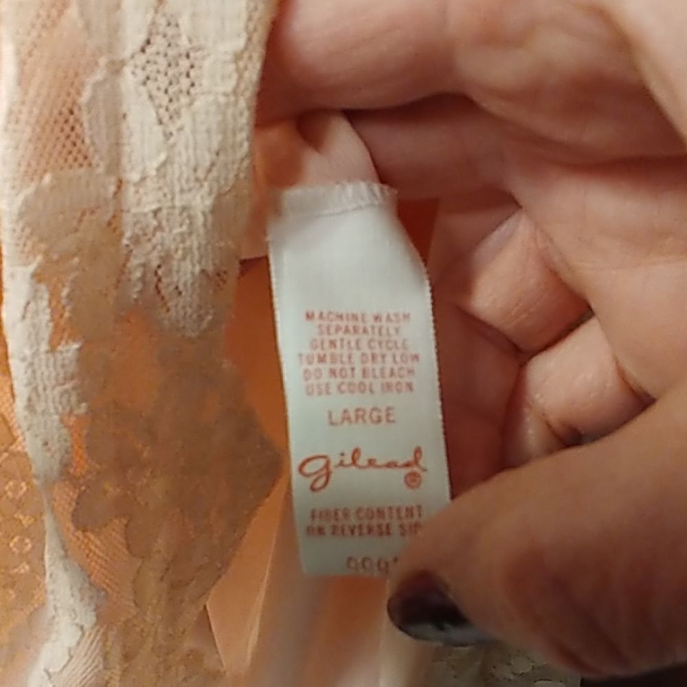 Vtg 60s 70s Gilead Peach Nylon + Lace Nightie - Picture 4 of 8
